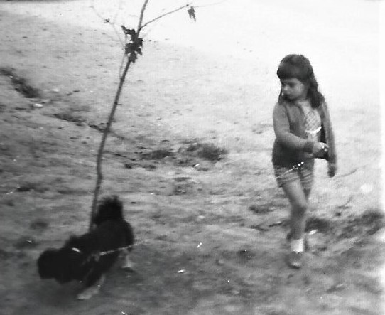 Lori age 6 walking dog